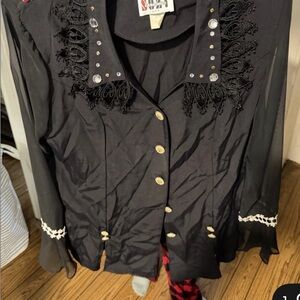 Black Button Down Shirt with Lace Detailing